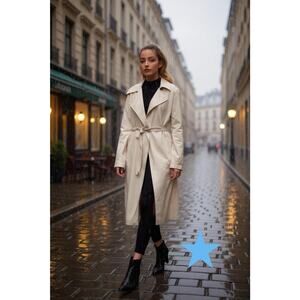 Lole Linen Beige Tan Natural Trench Coat Jacket Womens M New NWT $178